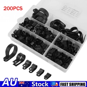 200PCS Nylon Plastic P Clips Clamp Assortment Set for Wire Cable Pipe 5-28mm - Picture 1 of 9