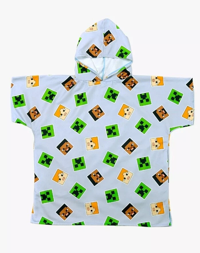 Official Boys Kids Minecraft Drymee Hooded Poncho Towel Ages 7 - 13+ Years - Image 1 of 1