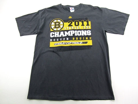 Boston Bruins T-Shirt Mens Size XL 2011 Stanley Cup Champions Majestic SS NHL Cover