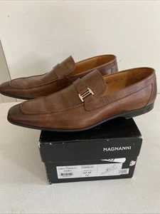 Mocasines Magnanni Lino Cuero Marrón Sin Cordones (15061) Correa Hebilla Talla 12 M - Imagen 1 de 6