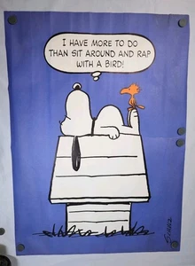 Seltene Snoopy Schulz - Peaunts - blau 28x20 Snoopy auf Hundehütte - Bild 1 von 10