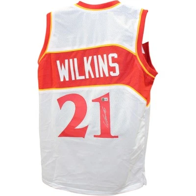 Dominique Wilkins Autographed Pro Style White XL Jersey Beckett Witness 49741 - Image 1 of 4