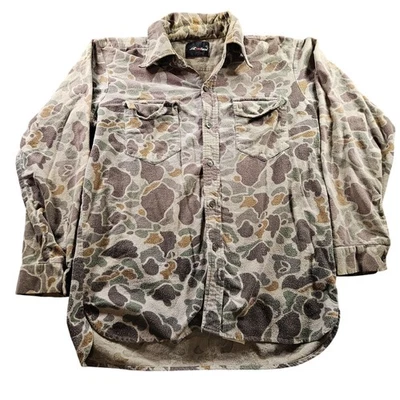 Camisa Pelirroja Para Hombres Grande Cazador de Patos Camuflada Vellón Campo de Caza Hecha en Japón Años 70 Foto 1 de 4