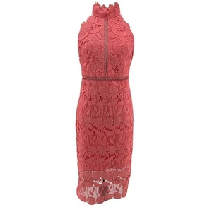 Bardot Women's Coral Brit Melon Noni Lace Halter Dress Size 6 NEW - Picture 1 of 6