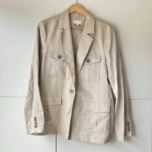 Witchery Linen Beige Utility Blazer Jacket Women’s Size 14 Like New Condition - Picture 1 of 13