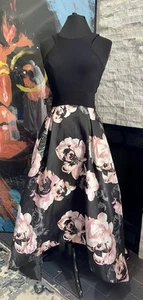 Vestido de Baile X By XSCAPE Alto Bajo Negro Floral Formal Talla 4 Ajuste y Acampanado - Imagen 1 de 13