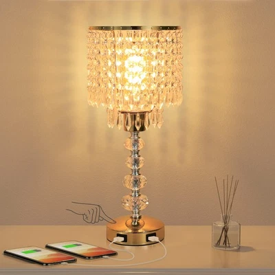 Crystal Table Bedside Lamp Touch Control, 3-Way Dimmable Small Nightstand Lam... - Image 1 of 4