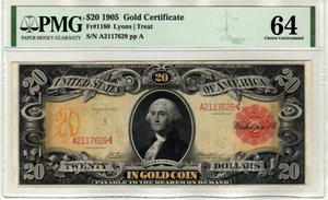 Fr.1180 $20 1905 "Technicolor" Gold Certificate PMG Choice Uncirculated 64  - Picture 1 of 4