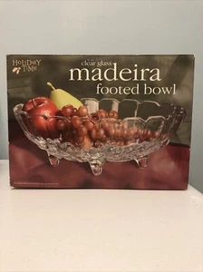 NEW Indiana Glass MADEIRA FOOTED BOWL 12.5" Serving Dish Holiday Fruit Salad BOX - Picture 1 of 9