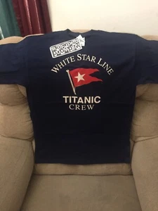 Camiseta Vintage Wildwood Productions Azul TITANIC Crew Marca Oficial RMS M - Imagen 1 de 5
