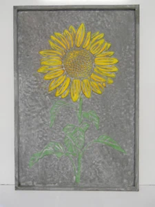 New CBK Ganz Metal Sunflower Hammered Tin Wall Decoration Picture 20.5" x 14" - Picture 1 of 3