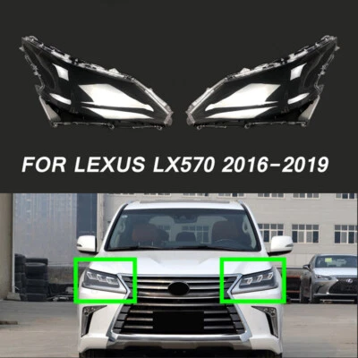 Fit For Lexus LX570 2016-2019 Transparent Headlight Cover Lens Pair Lamp Shell - Image 1 of 4