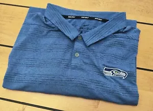 Nike Seattle Seahawks Navy Blue Polo Shirt Mens Size XXL NFL Football Dri Fit - Picture 1 of 13