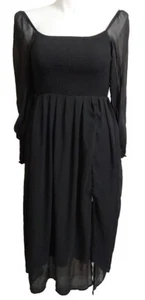 *NWT* Zaful M Black Off The Shoulder Sheer Sleeve Front Slit Lined Dress #20y67 - Picture 1 of 3