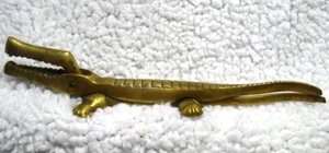 Vintage Mid Century Cast Brass Alligator Crocodile Nut Cracker Nutcracker 8" - Picture 1 of 11