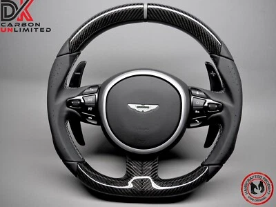 Aston Martin Vantage DBS DB11 Silver Ring Napa Leather Carbon Steering Wheel v2 - Image 1 of 4