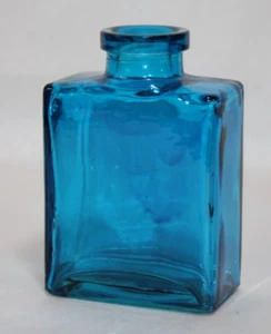Teal Blue Glass Apothecary Jar Bottle – 4" Tall – Embossed “10” on Bottom - Picture 1 of 5