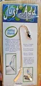 4.75x1.25" Silver Plated with Black Bead Just Add a Charm Bookmark - Picture 1 of 3