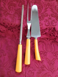 Butterscotch Bakelite Handle Kitchen Utensils Sharpener Serving Fork Cake Server - Bild 1 von 5