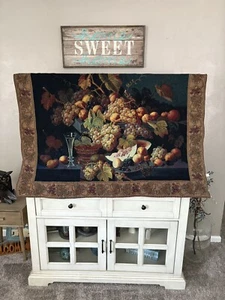 Jacquard Woven Tapestry Gobelin Aubusson Wall Art Large Tapestry Fruit Wine - Bild 1 von 6
