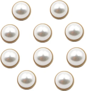 10Pcs round Pearl Buttons with Shank for Sewing Gold Button Crafts for Clothes S - Picture 1 of 12