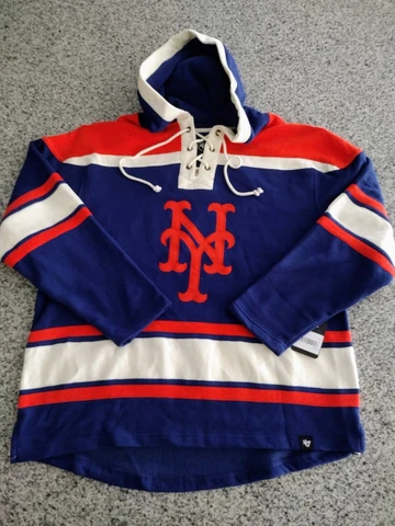New York Mets MLB 47 Heavyweight Jersey Lacer Hoodie Pullover Mens Size Large Cover