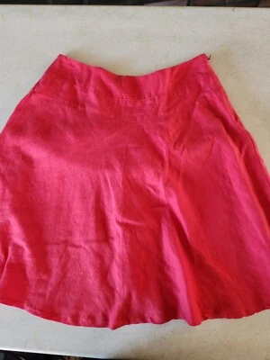 VTG 90s Salmon Pink Linen Blend A Line Midi Skirt Preppy Cottagecore Sz 4P *Hem - Image 1 of 4