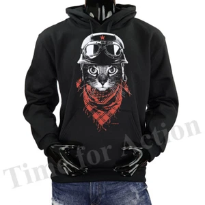 Pull à capuche adventurier chat animaux amoureux des animaux motards moto nouveauté - Photo 1/4