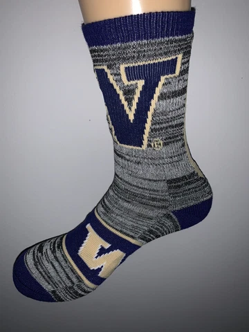 WASHINGTON HUSKIES NCAA COLLEGE JERSEY LOGO TICKET VERT SOCKS MENS MEDIUM Cover