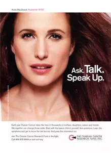 Fondo de Investigación del Cáncer de Ovario 2005 Andie MacDowell revista anuncio de 1 página - Imagen 1 de 1