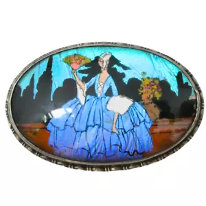 BROCHE DE ALA MARIPOSA BRILLANTE DE COLECCIÓN ART DECO-era plateada CRINOLINA DAMA, RIO - Imagen 1 de 10