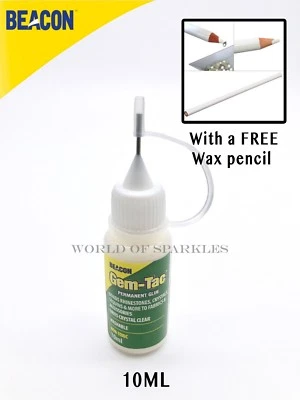 BEACON GEM TAC Gem-Tac Glue Applying Swarovski Crystals 10ml with *1 Wax Picker Pencil Free*