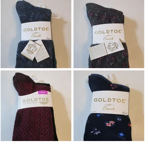4 paia calze girocollo Goldtoe Paisley floreale blu grigio viola ~ 9-11 ~ taglia scarpa 6-9 - Foto 1 di 24