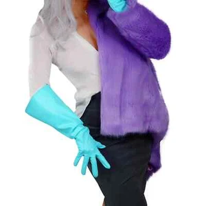 Unisex Elbow PUFF SLEEVES GLOVES Faux Leather 50cm Long Blue Robin Mint Green - Picture 1 of 15