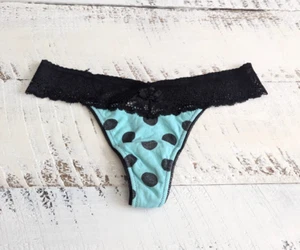 Perizoma Forever 21 Lingerie taglia S vintage verde come nuovo e nero a pois pizzo - Foto 1 di 4