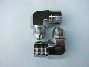 Lowrider Hydraulics 3/4 "NPT macho a # 10 jic accesorios de codo Kit, cromo, 2pcs - Imagen 1 de 5