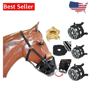 Bozal de caballo con tela de nailon Comfort Fit - Marco de aluminio negro para control de cunas - Imagen 1 de 8