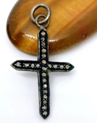 Religious Christian Cross Antique French Silver Pendant 925 Sterling Silver 7047 - Image 1 of 4