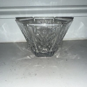 Vintage Gorham Crystal Hexagonal Paneled Bowl Criss Cross Cut Bottom Starburst - Picture 1 of 4