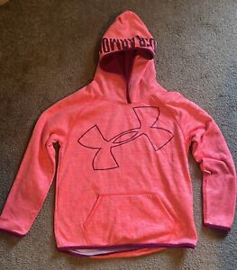 Under Armour  Cold Gear Youth L Loose Girls Pullover Hoodie Sweatshirt Orange