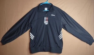 2004 Adidas Statement Jacke Herren mittelschwarz weiß durchgehender Reißverschluss bitte Beschreibung lesen - Bild 1 von 12