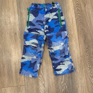 Mini Boden blue camouflage camo green lined pants adjustable waist 4 - Picture 1 of 6