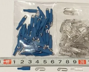 Enganches rápidos, 100 und de varilla acero inox 1,2mm, azul y transparente. - Imagen 1 de 1