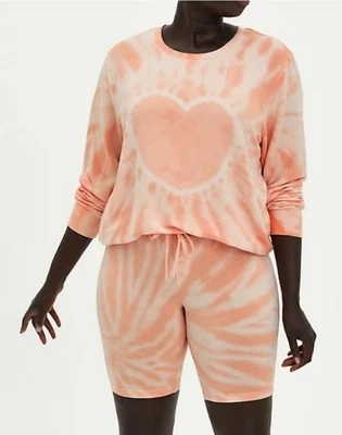 Torrid Sleep Soft Peach Tie Dye Sleep Set Size 1 & 2 Micro Modal Blend - Image 1 of 4