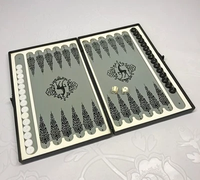 Soviet vintage travel backgammon set - USSR magnetic mini backgammon - Image 1 of 4