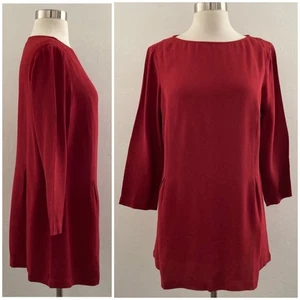 J. Jill Pleated Tunic Top 3/4 Sleeves Casual Modest Minimalist Red Small NWT - Picture 1 of 11