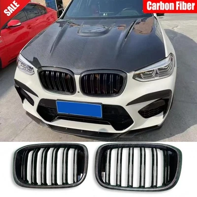 For BMW X3 X3M F97 X4 X4M F98 2019-2022 Carbon Fiber Front Grille Kidney Grill - Image 1 of 4