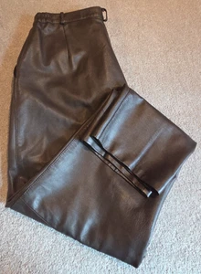 Pantalones de cuero vintage para mujer Donna Lepure New York talla 20 "32x29" Marrón - Imagen 1 de 15