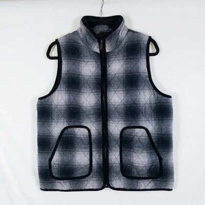 Caslon Quilted Vest Plaid Womens L Cabincore Outdoor Barn Chore Black Gray - Image 1 of 4