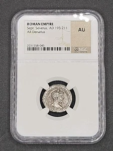 Roman Empire Ancient Septimius Severus, AD 193-211, AR Denarius | NGC AU - Picture 1 of 4